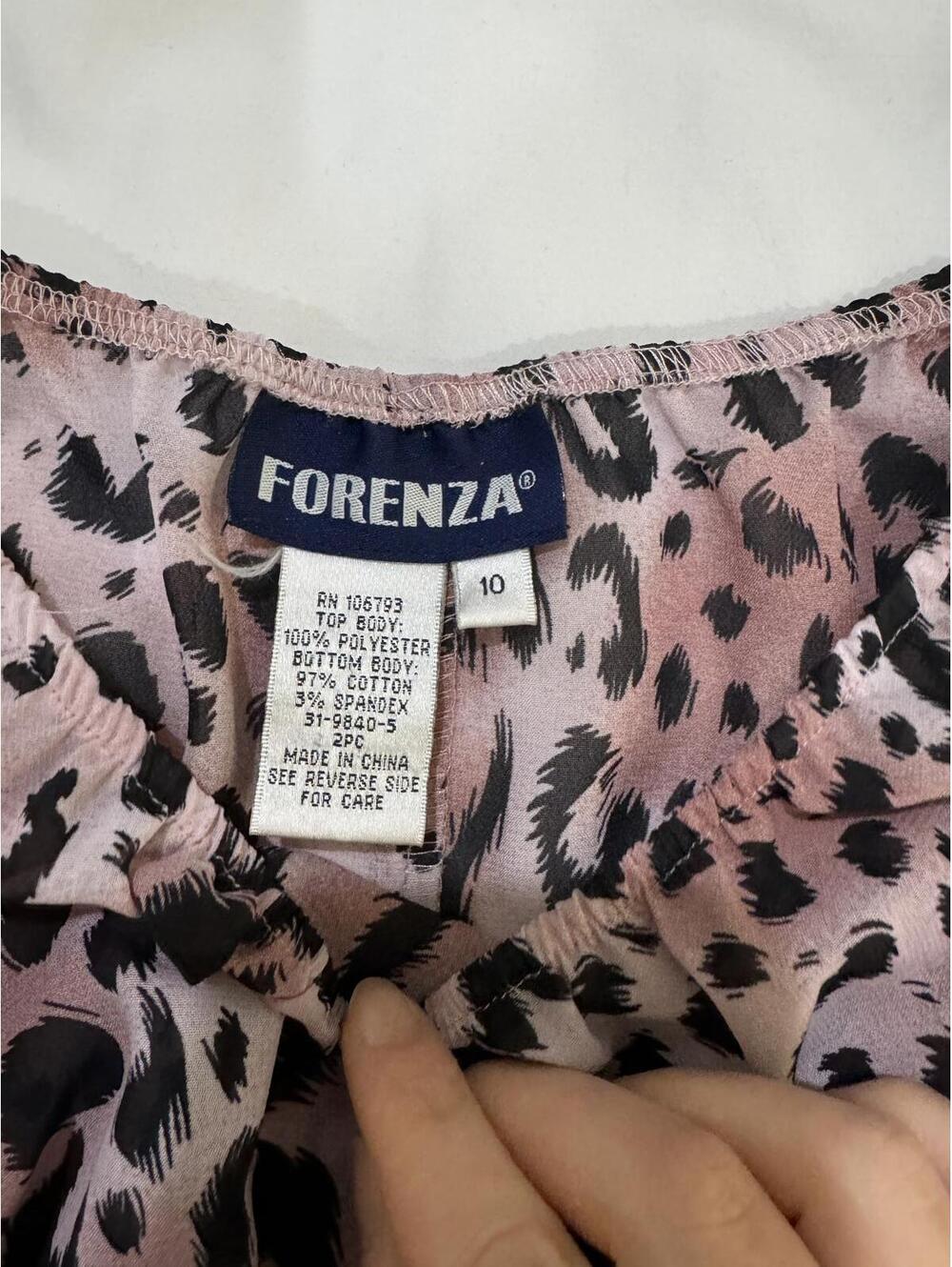 Vintage 90s Forenza Pink Leopard Print Denim Corset Blouse Top Size 10 - Picture 7 of 9